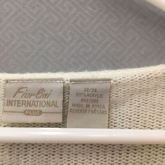 Fionini International Plus Long Sleeve Cream Knit Cardigan Size 22/24 Womens - Picture 5 of 12